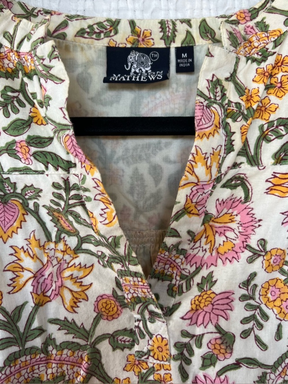 Madison Mathews Folly Floral Tiered Mini Dress Cotton Sz M - Picture 6 of 9